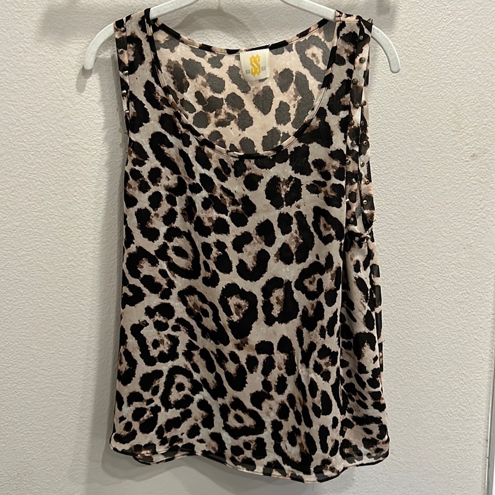 SS Flowy Cheetah / Leopard Studded Tank Top Size Medium 🐆*Offers Welcome